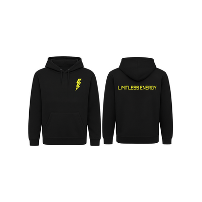 Limitless Energy Kids Hoodie – Bold Lightning Bolt Design in Black & Neon Yellow